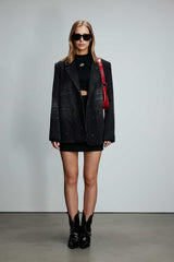 Black Washed Acid Wash Denim Blazer