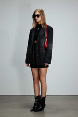 Black Washed Acid Wash Denim Blazer