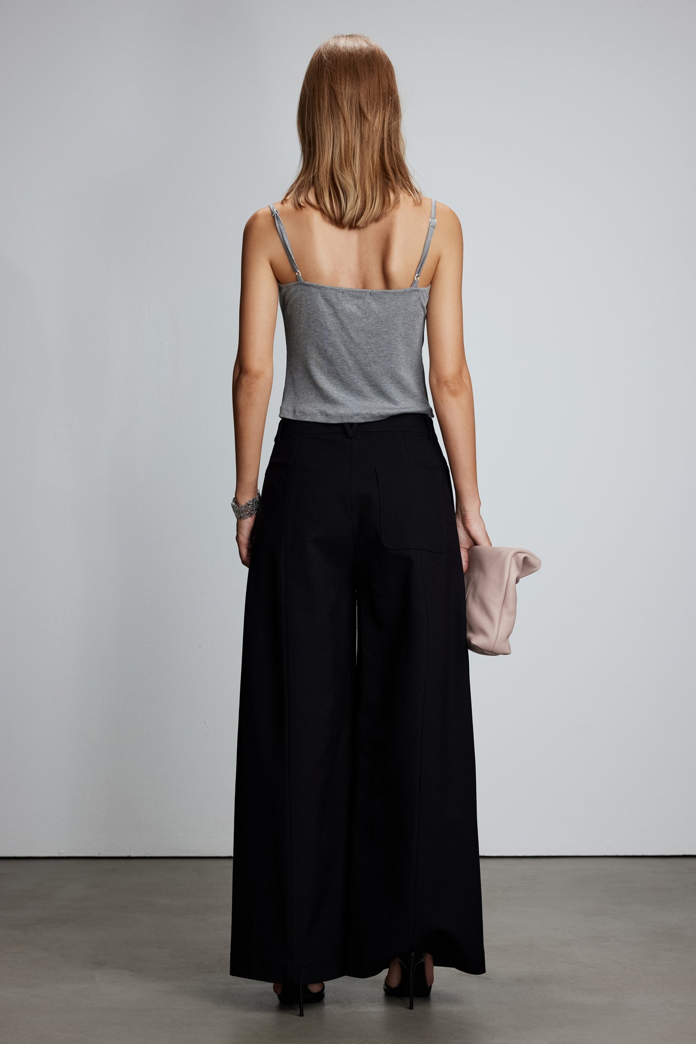 Gray and white faux two-piece LOGO tank top