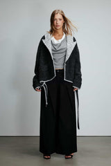 Color Block Stripe Panel Alpaca Wool Coat
