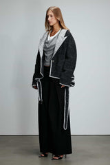 Color Block Stripe Panel Alpaca Wool Coat