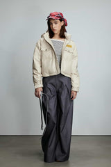 Beige PU Leather  Down Jacket