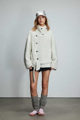 Grey Wool Short Belted Coat