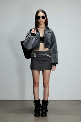 Tie-Dye Washed Leather Collar Down Jacket