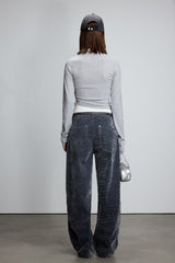 Grey & White Color Block Logo Top
