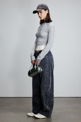 Grey & White Color Block Logo Top