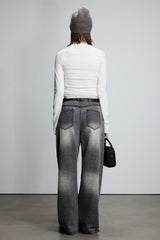 Burnout Text Jeans