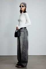 Burnout Text Jeans