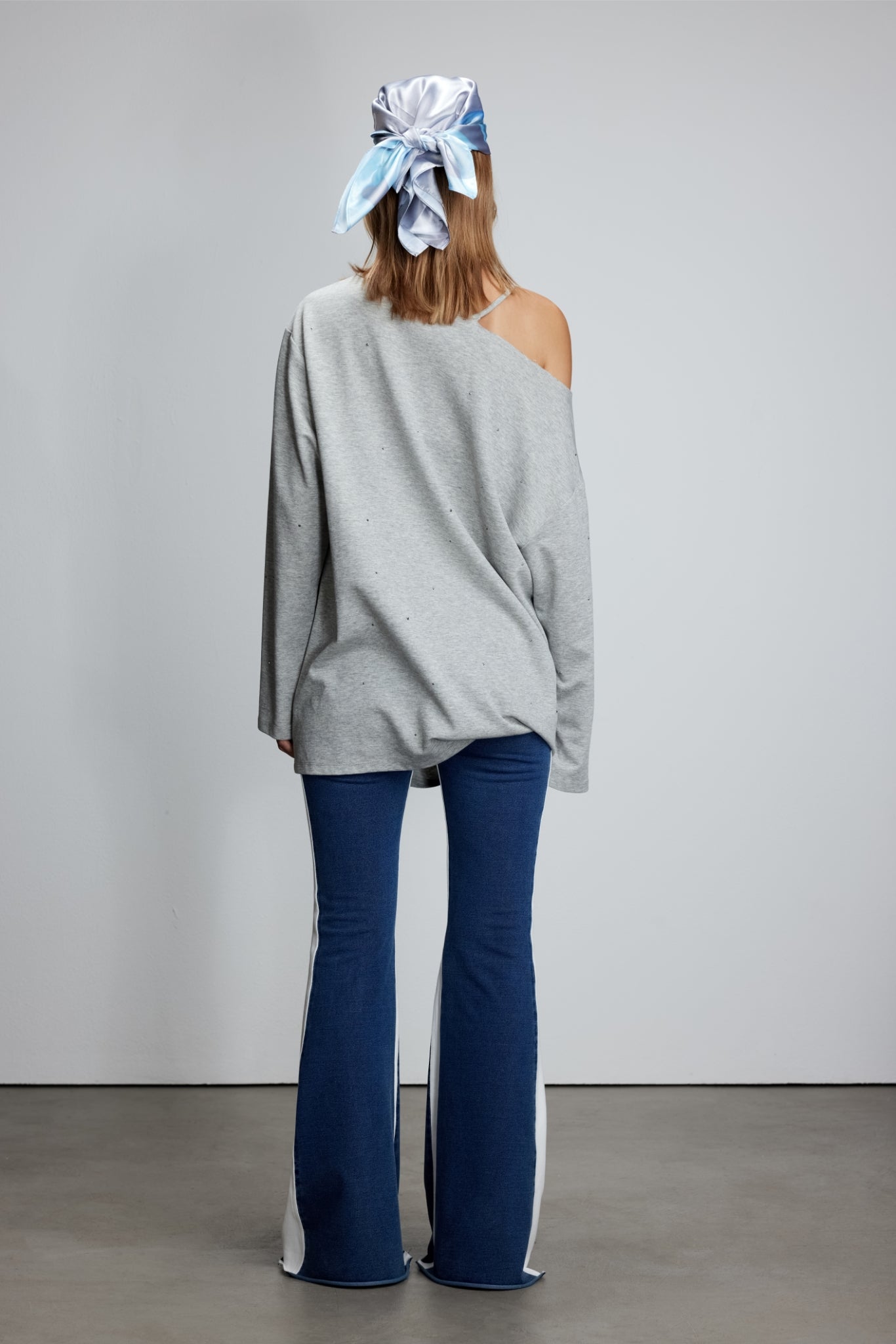 Blue Washed Side-Stripe Stretch Knit Jeans