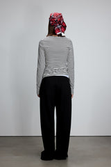 Elastic Rib Logo Grey Curved Hem Sweatpants