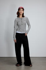 Elastic Rib Logo Grey Curved Hem Sweatpants