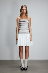Knit Panel Bustier Pleated Dress
