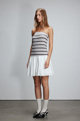 Knit Panel Bustier Pleated Dress