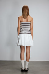 Knit Panel Bustier Pleated Dress