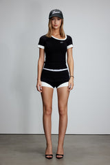 Asymmetric Neck Color Block Draped Tee