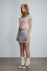 Belted Panel Pocket Slit Asymmetrical Skirt