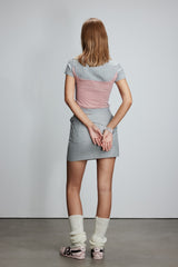 Belted Panel Pocket Slit Asymmetrical Skirt