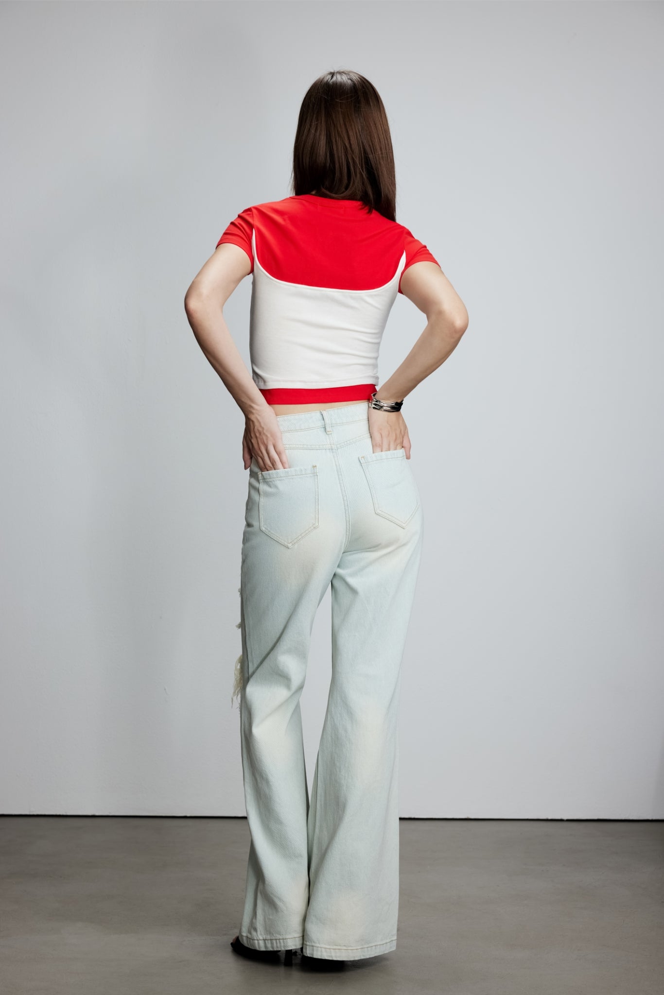 Contrast Square Neck Short Sleeve Top