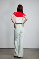 Contrast Square Neck Short Sleeve Top