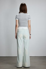 Knit Panel Shirt Collar Short Sleeve Top