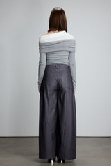 Grey Stripe V-Waist Double Pleat Trousers