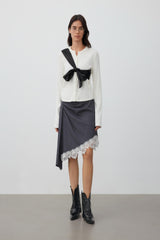 Black acetate lace-up cardigan