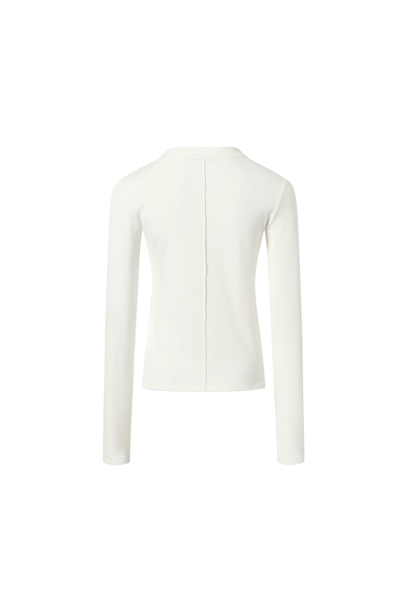 White Embroidered Logo Seam Detail Long Sleeve Top