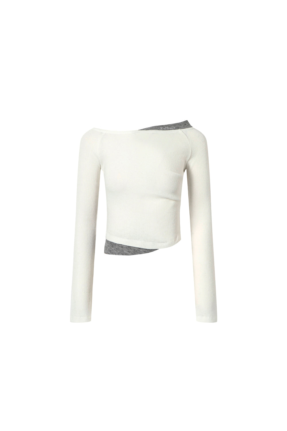 Texture-effect patchwork color-matched off-shoulder top