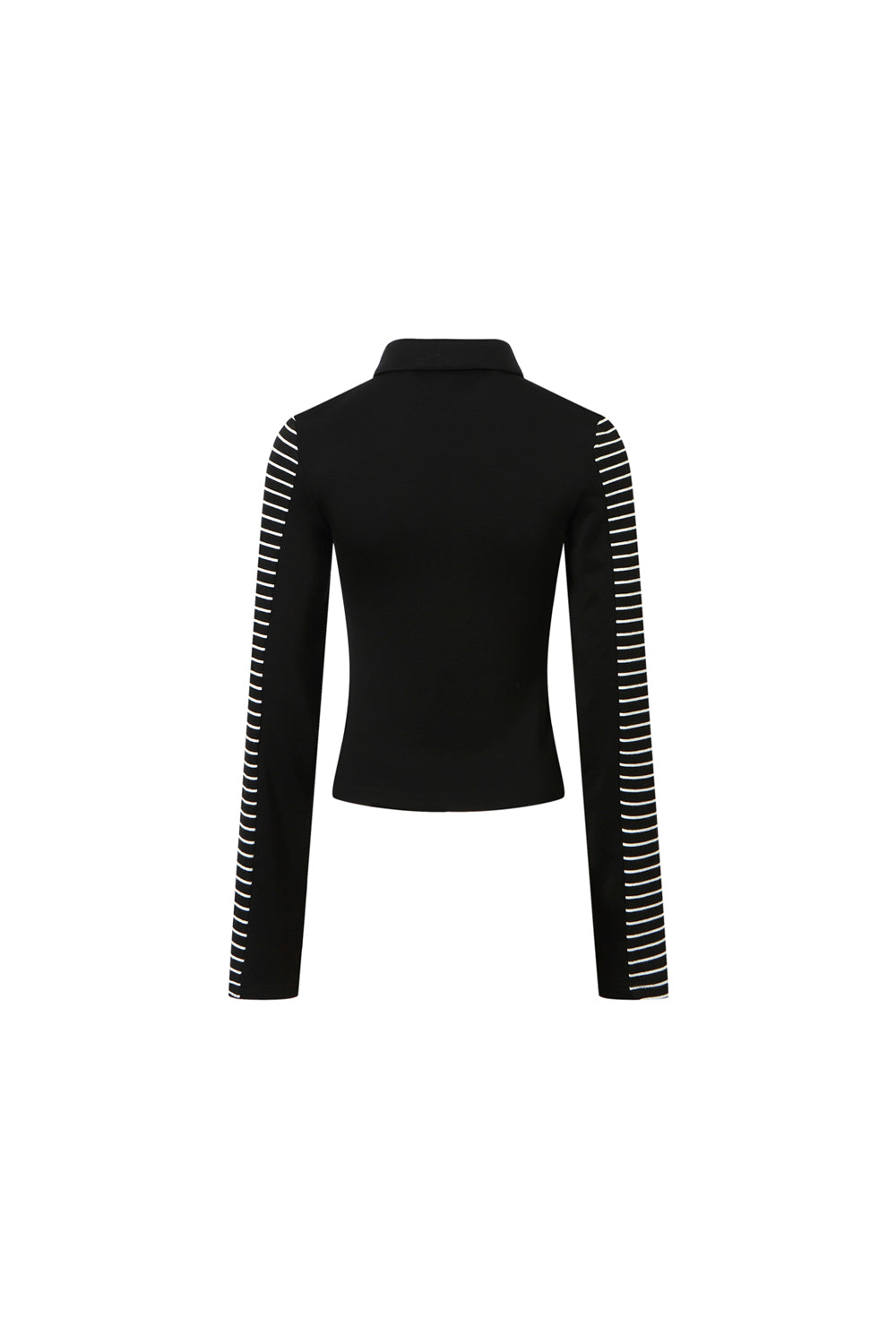 Striped Patchwork Polo-neck Base Top