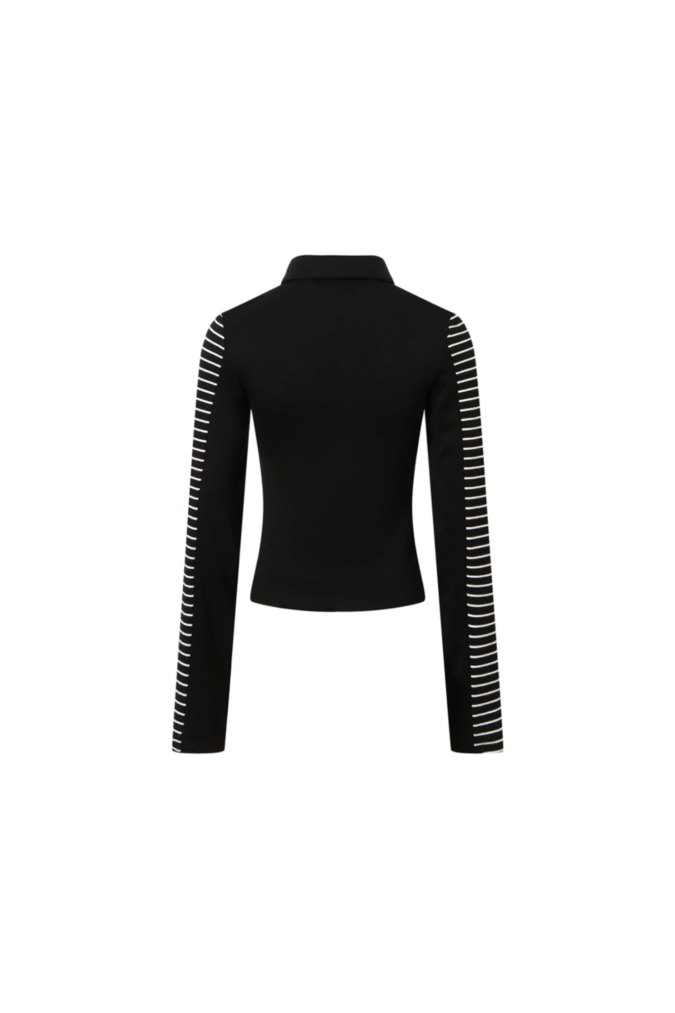 Striped Panel Polo Collar Top