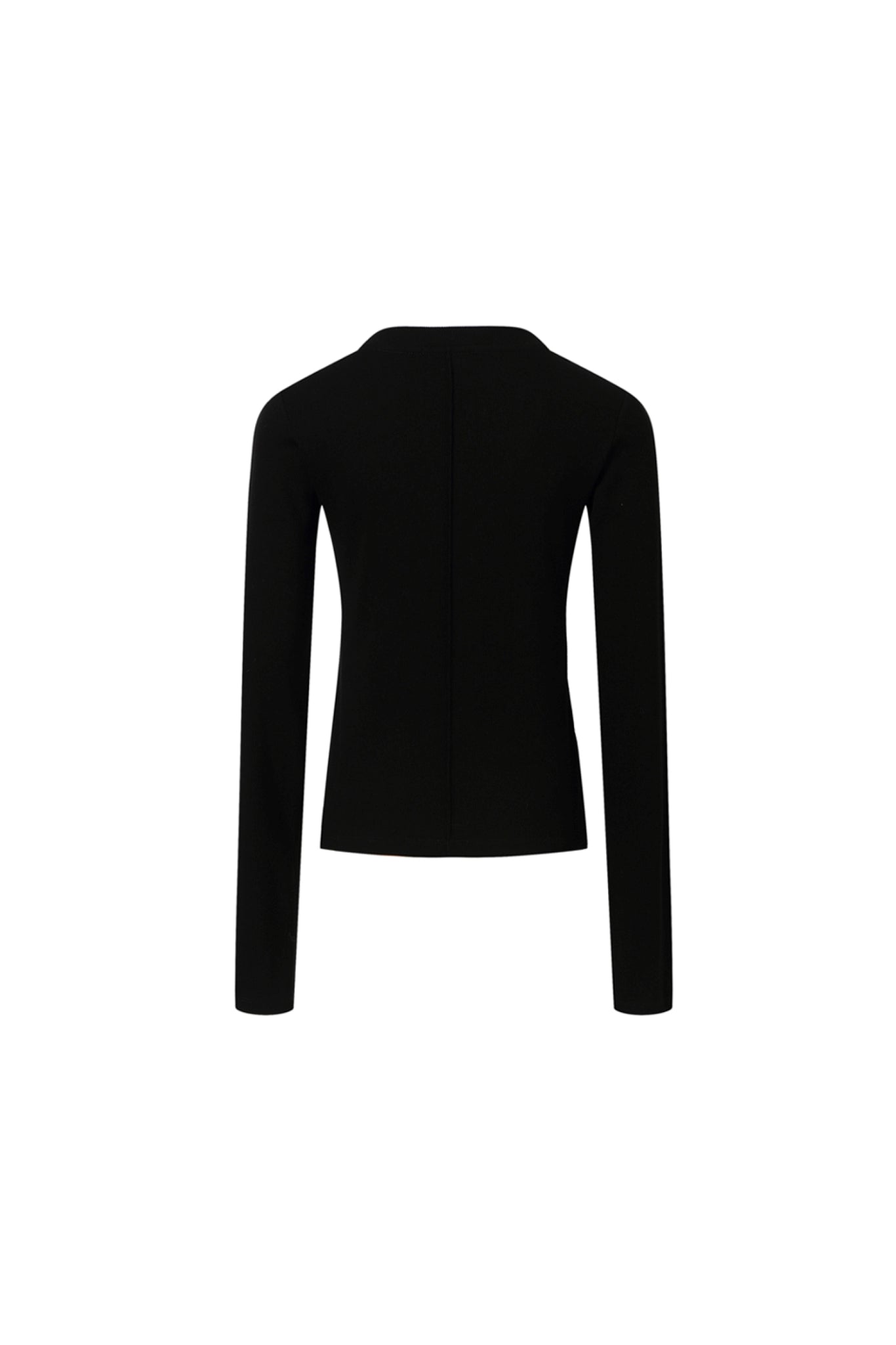 Black Embroidered Logo Seam Detail Long Sleeve Top