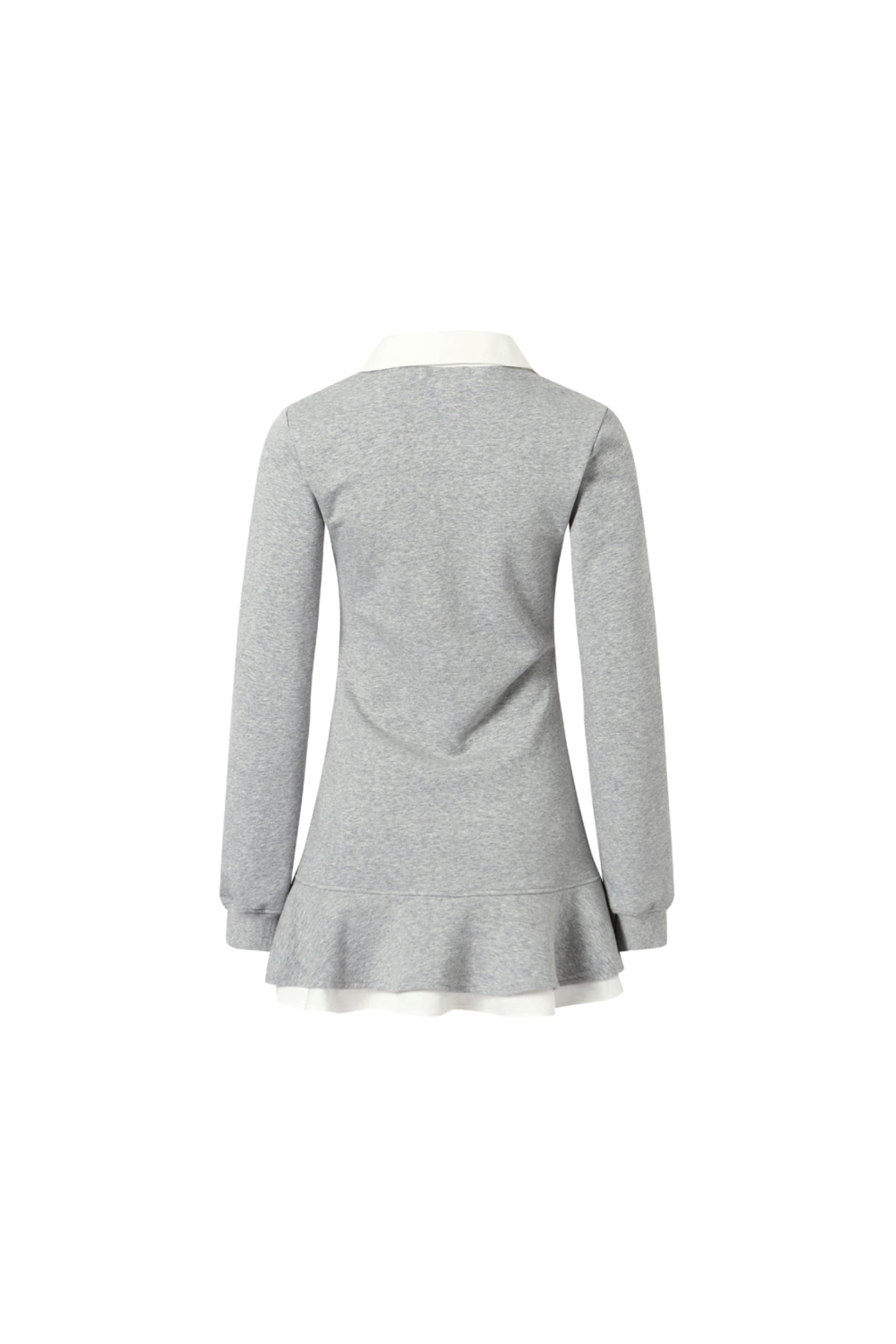 Grey & White Color Block Flounce Hem Sweatshirt Dress
