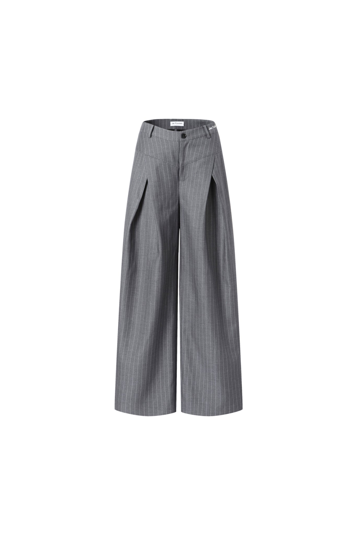 Grey Stripe V-Waist Double Pleat Trousers