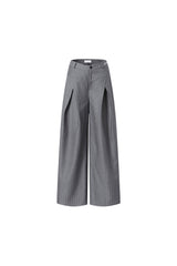 Grey Stripe V-Waist Double Pleat Trousers