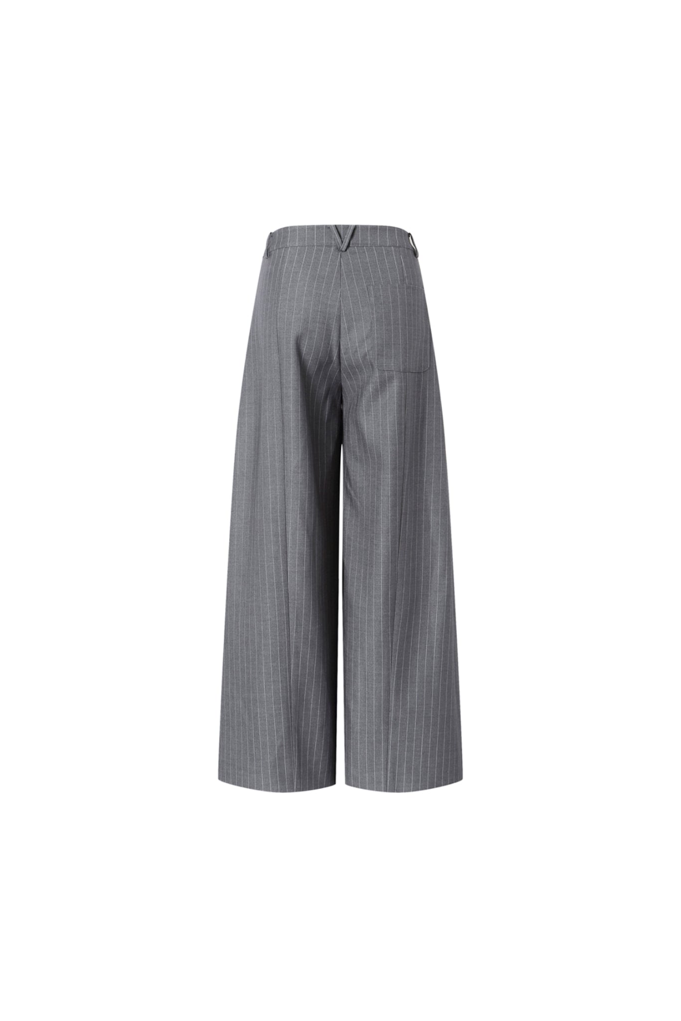 Grey Stripe V-Waist Double Pleat Trousers