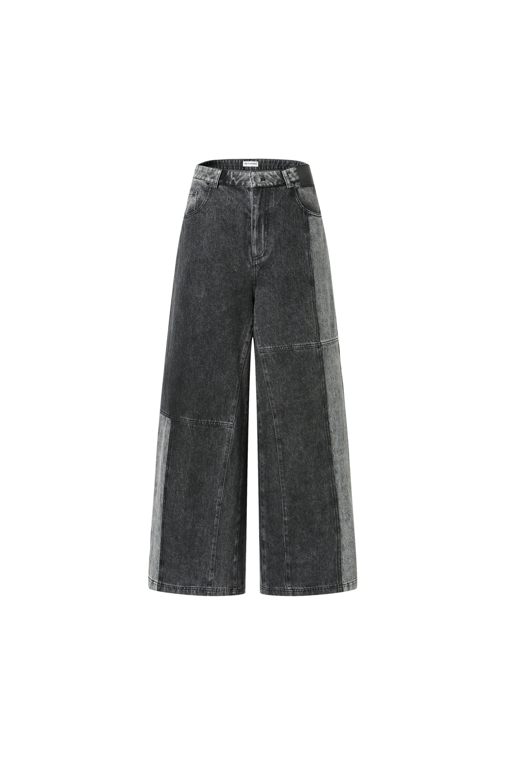 Asymmetric Grey-Black Paneled Denim Jeans