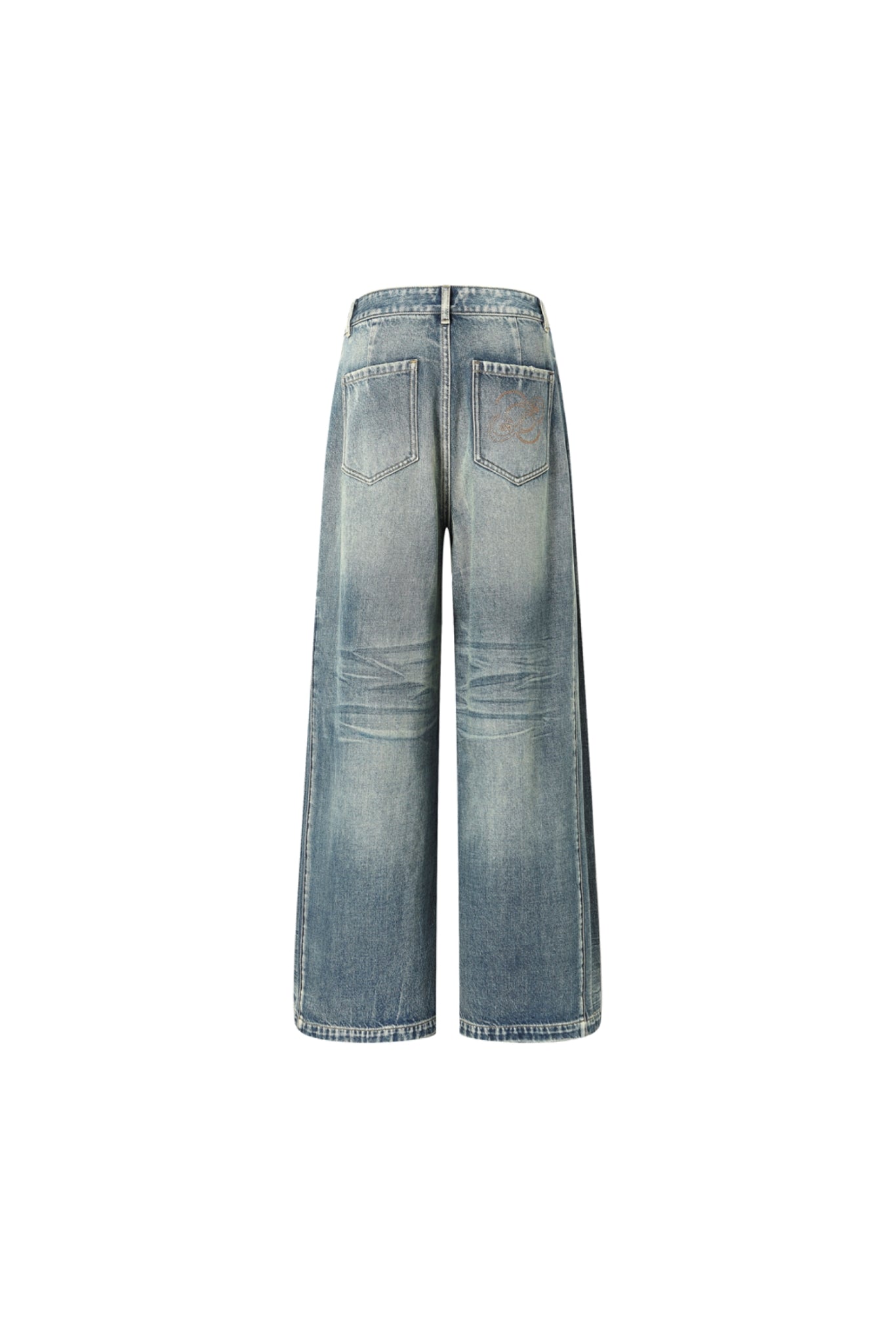 Blue Washed Side 3D Pleat Jeans