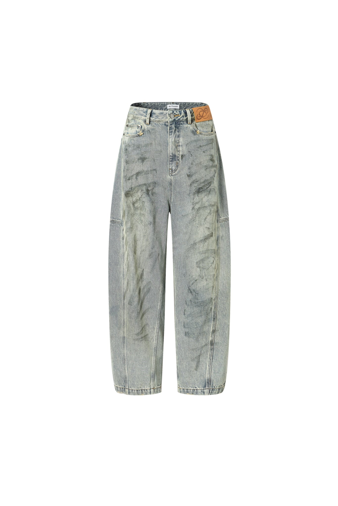 Blue Seam Detail Curved Hem Jeans