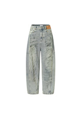 Blue Seam Detail Curved Hem Jeans