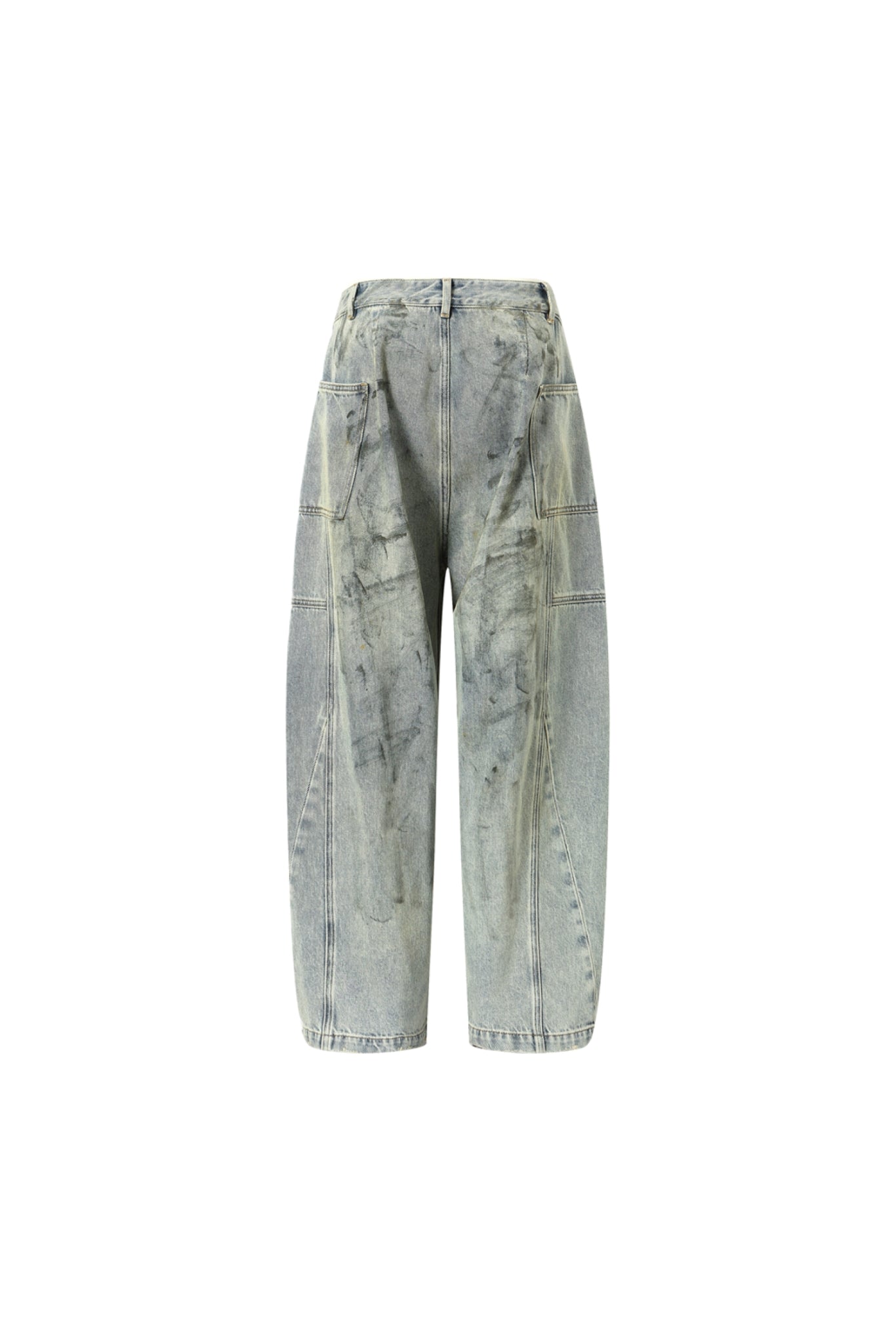 Blue Seam Detail Curved Hem Jeans