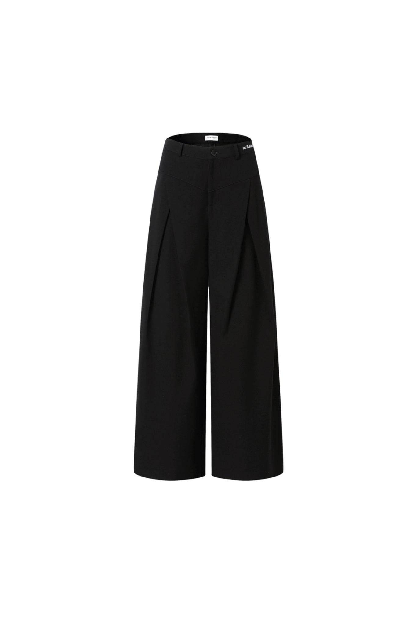 Black V-Waist Double Pleat Trousers