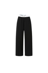 Elastic Rib Logo Grey Curved Hem Sweatpants