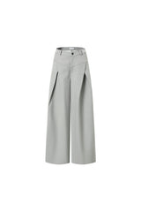 Grey V-Waist Double Pleat Trousers