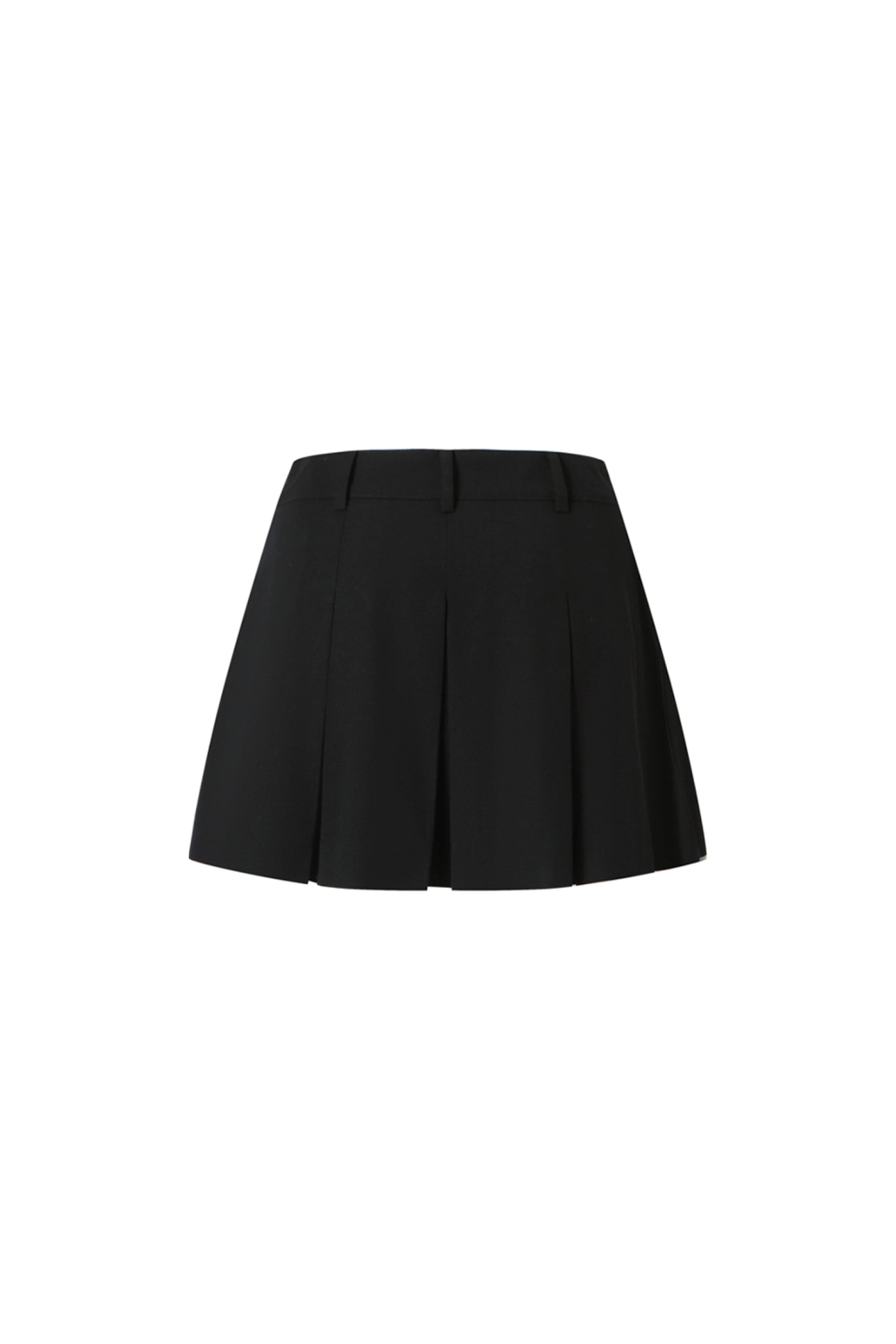 Black Exposed Pocket Pleated Mini Skirt