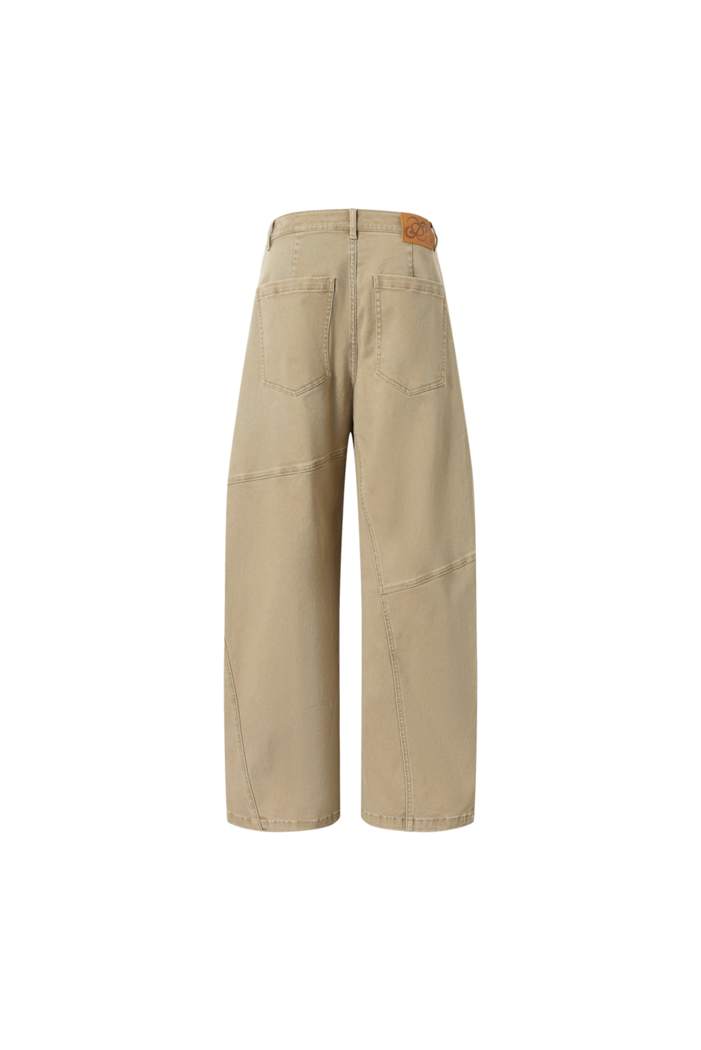Asymmetric Seam Khaki Curved Hem Pants