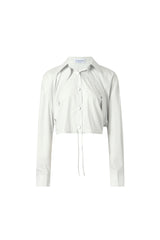 False Two-Piece Stripe Tie-Back Shirt