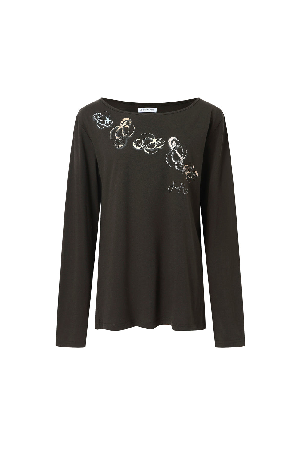 Colorful LOGO lazy off-the-shoulder long-sleeved top