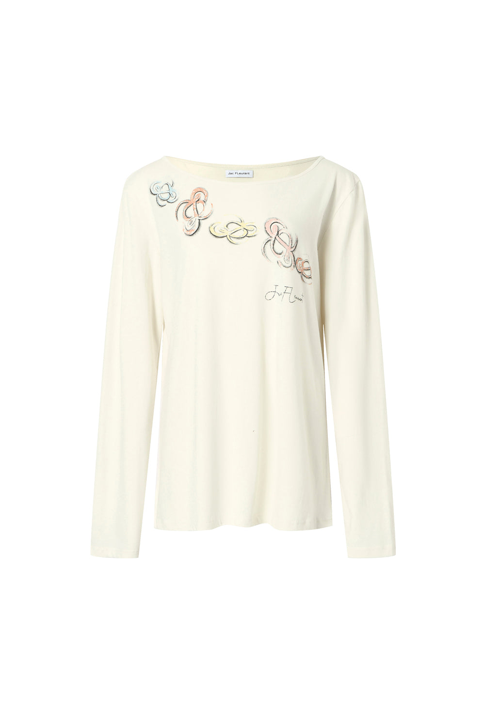 Colorful LOGO lazy off-the-shoulder long-sleeved top