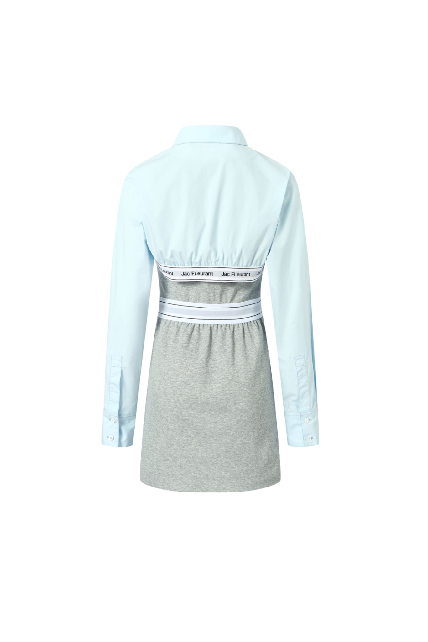 False Two-Piece Elastic Rib Shirt Dress