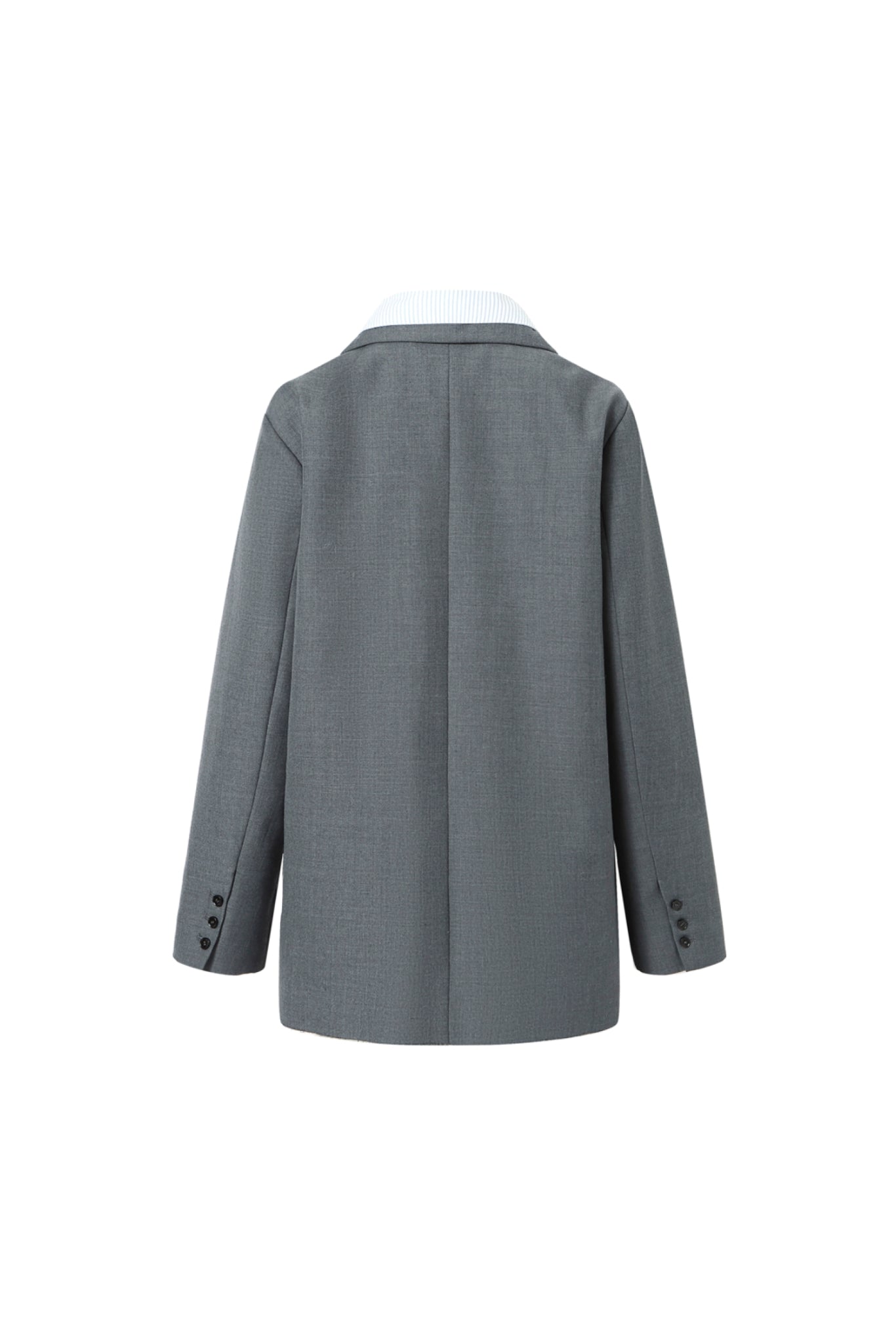 Grey False Two-Piece Striped Blazer - Set